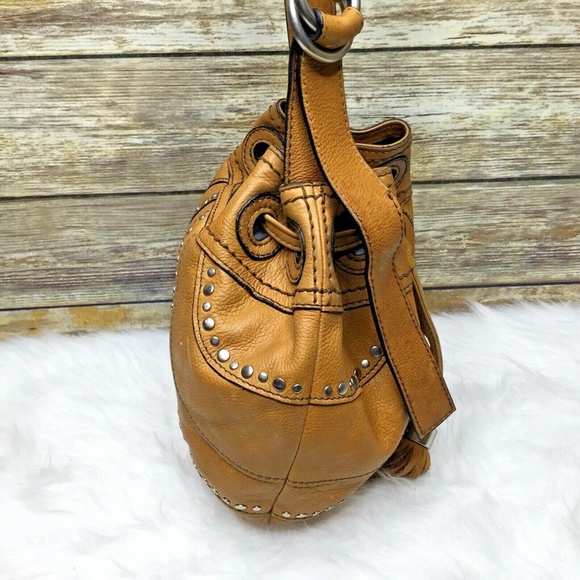 Fossil Fifty Four Molly Tan Brown Studded Bag - Picture 6 of 12